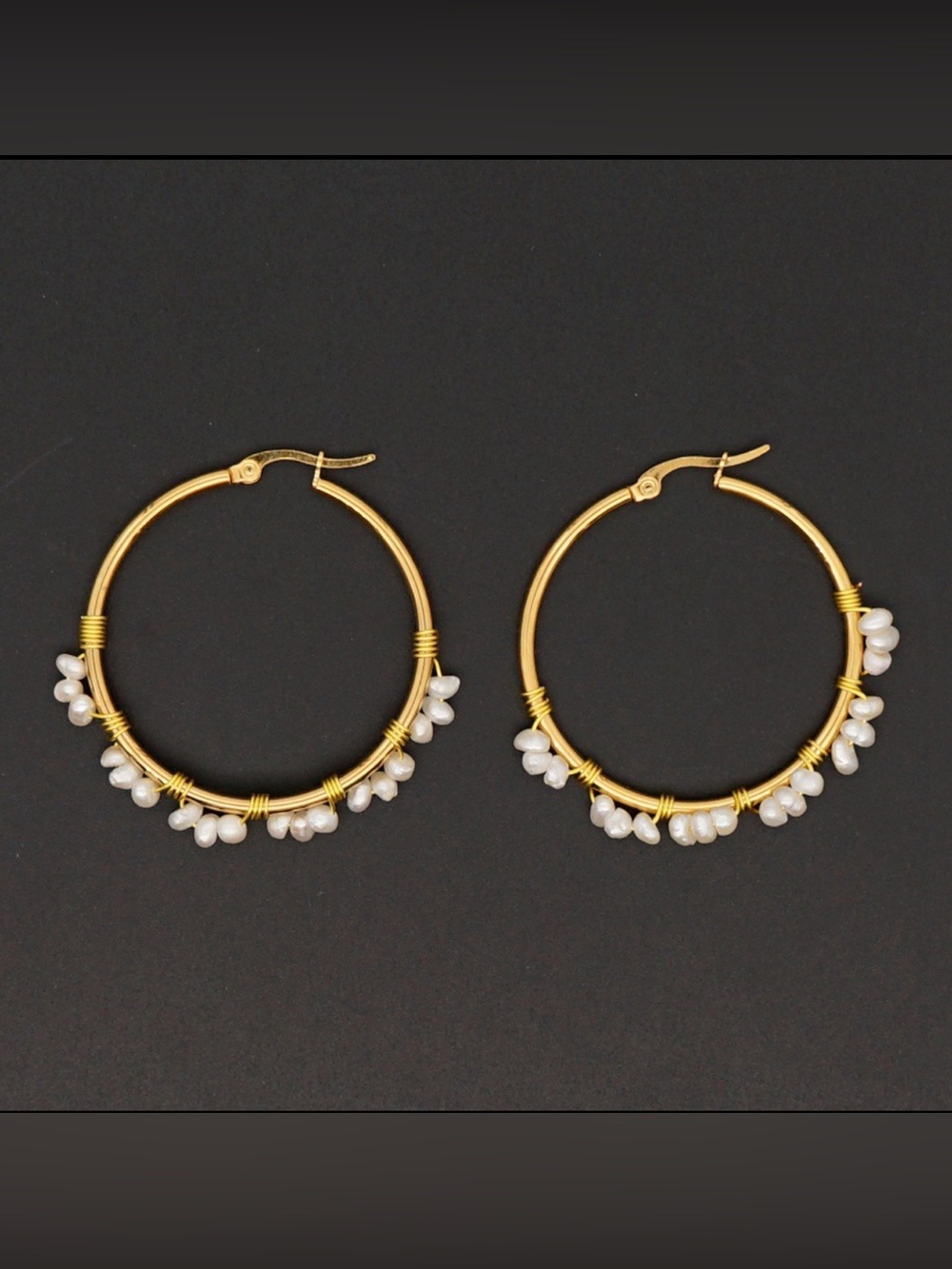Natural Freshwater Pearl Gold Plated Hoop Earrings